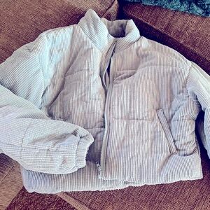Beautiful icy blue chunky corduroy Like New! Fits more like a medium